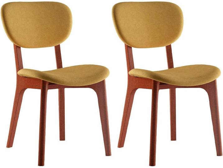 Stuhl HOME AFFAIRE COZY Made in Italy , gelb (gelb, kirsch, gelb), B:50cm H:88cm T:62cm, Polyester, Stühle, Stuhl, Gestell in Buche, Kirsch- oder Nussbaum, Massivholz, Design Stuhl