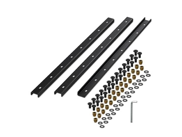 Relaxdays Gratleiste, 3er Set, Metallschiene versch. Größen, Tischplatte stabilisieren, U-Profil, 3mm Stahl, schwarz