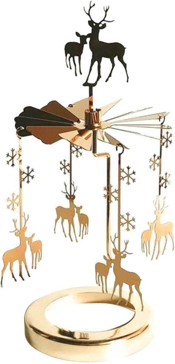 Draaiende Kandelaar Goud - Draaiplateau Kaarsenhouder voor Sfeerverlichting - 9 x 22 cm