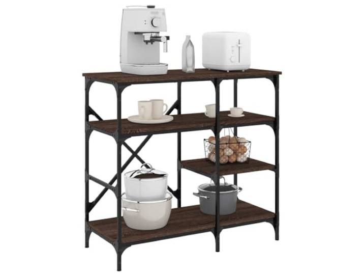 KTHLBRH Küchenschrank aus brauner Eiche, 90 x 40 x 84 cm, Aufbewahrungsregal aus mehrschichtigem Holz und Metall mit offenen Regalen für Haushaltsgeräte und Organisation von Räumen, robust