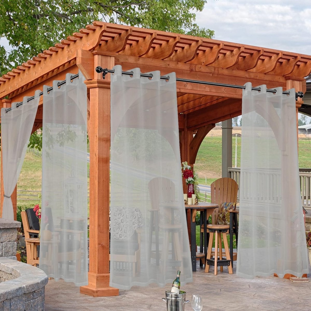 Transparante Waterdichte Buitengordijnen - 4 Panelen - Lichtfilterend Voile voor Veranda, Tuinhuis en Pergola