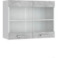 Vicco, Regal, Küchenfront R-Line, Beton, 79.2 x 59 cm Möbelfront für den Hängeglasschrank