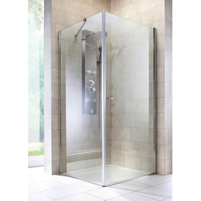 Eckdusche WELLTIME "Florenz", grau (chromfarben), B:80cm H:190cm T:80cm, Duschkabinen, Hebe-Senk-Mechanismus, barrierefrei einbaubar, mit Drehtüren, 6mm ESG