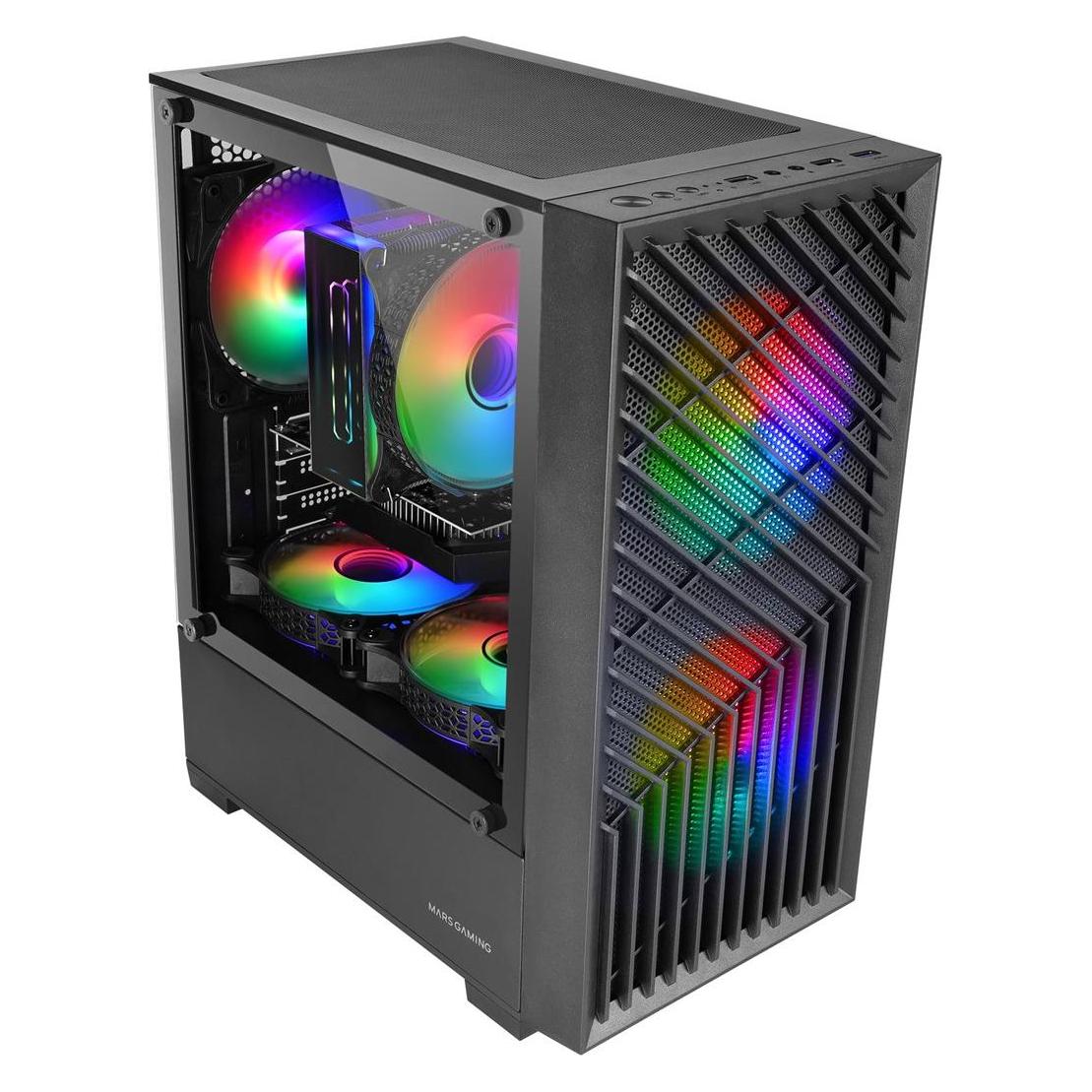 Mars Gaming Boitier Mini Tour Micro Atx Mc-Vortex RGB Avec Panneau Vitré (Noir) (mATX, Mini-ITX) (MCVORTEX)