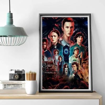 Uplift Essentials Stranger Things TV Drama Poster Art Canvas Painting style 2 16x24 In