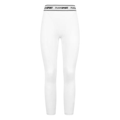 Leggings PLEIN SPORT "Jogging-Leggings", Damen, Gr. XL, US-Größen, weiß (01, weiß), Obermaterial: 69% Polyamid, 31% Elasthan, Hosen Leggings