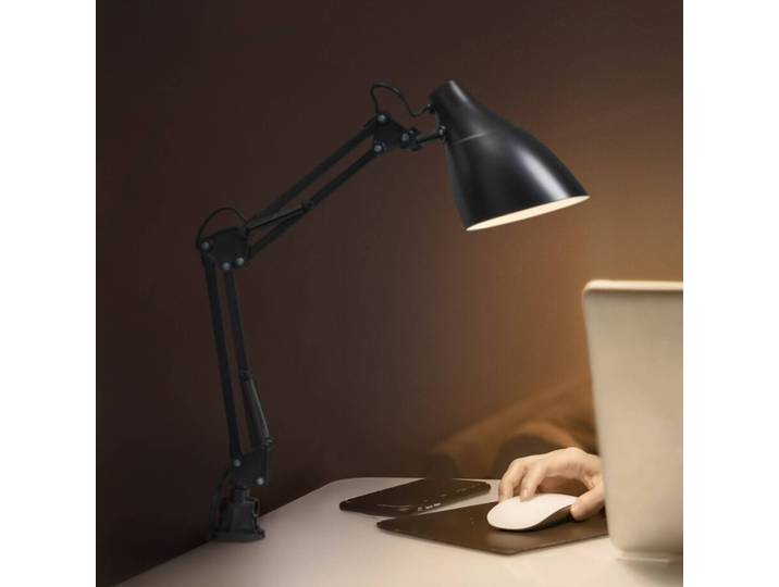 OSRAM Klemmleuchte Office Line Desk Pear Clip, schwarz, für Arbeitszimmer / Büro, Metall, Klemmleuchte