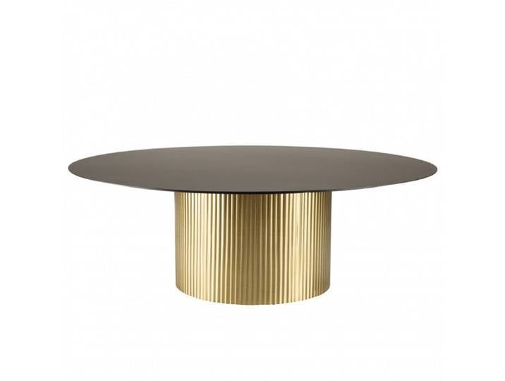 MACABANE JAMES - Table basse ronde 110x110cm plateau en fer noir JAMES (2 COLIS)