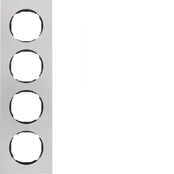 Berker 10142614 Rahmen 4fach, flach, R.8, Edelstahl
