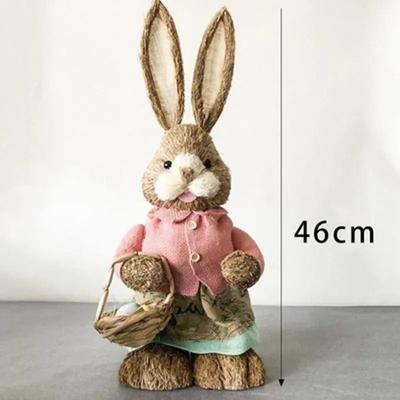 Uplift Essentials Easter Straw Rabbit Ornament High Definition Artisanal Bunny Figurine style 1