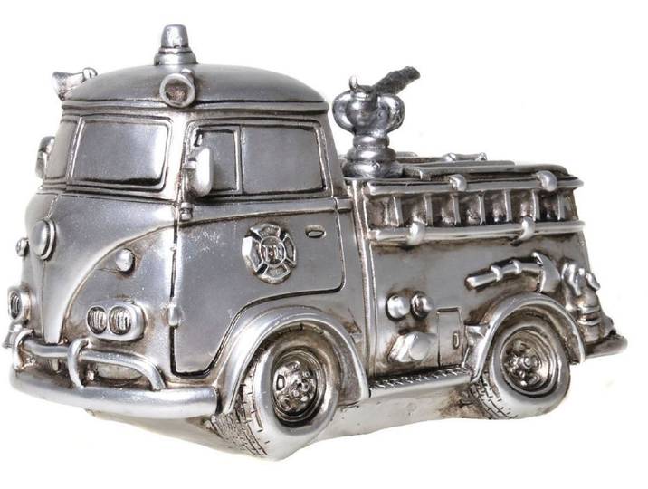 Spardose AMBIENTE HAUS Feuerwehr, silberfarben , silber (altsilberfarben), B:21cm H:13cm T:12cm, Kautschuk, Spardosen, Spardose, Sparschwein, Retro-Design, ideales Geschenk
