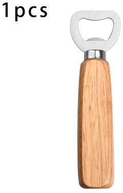 Inspire Daily Merch Wooden Handle Beer Bottle Opener Stainless Steel Commercial & Creative Design 1pc