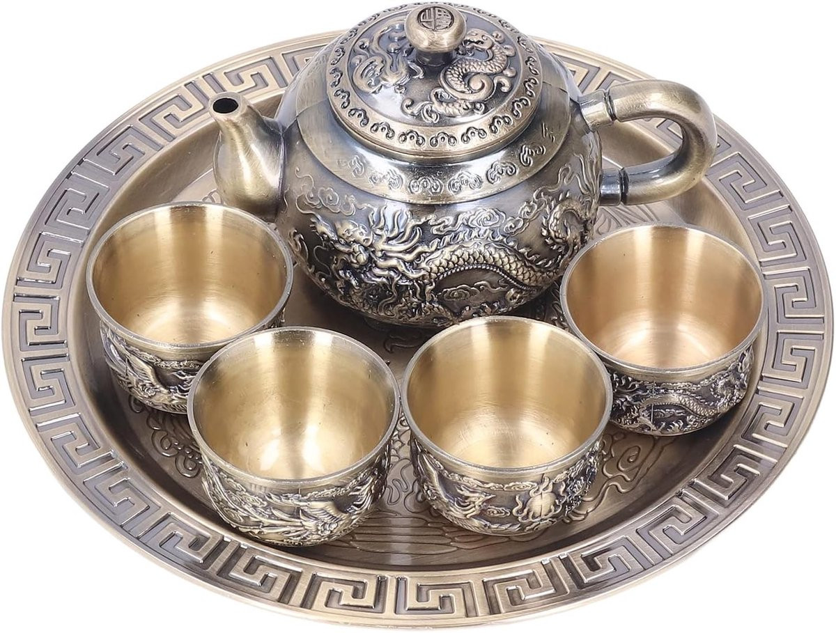 Complete Marokkaanse Theeset met Vintage Luxe Patroon en Decoratieve Theekopjes
