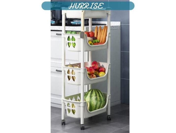 Sonew chariot de stockage de fruits et légumes Étagère de rangement de cuisine à articles cuisine 4 Couches à Roulettes Beige