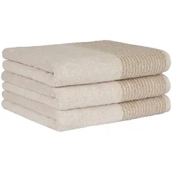 CAWÖ Gästetuch, 3er Pack - Luxury Home, C Two-Tone, Walkfrottier Natur / 30x50cm
