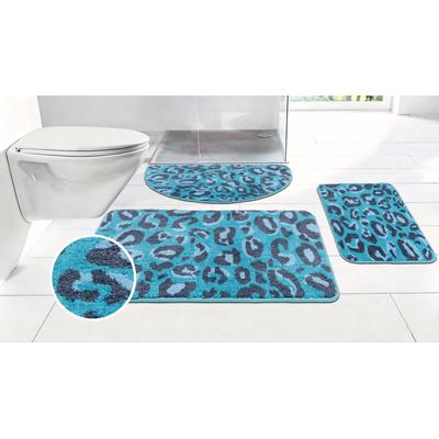 Badematte OTTO HOME "Regona Leo, Badvorleger, Badezimmer Teppich, Duschvorleger", petrol, H:10mm, Polyester, Badematten, Badematte, Leoparden-Muster, Animal Print, modern