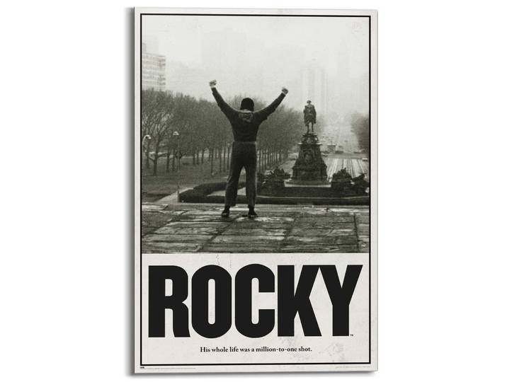 Deco-Panel REINDERS Rocky - Rocky Balboa , schwarz-weiss (farbe bild(er): schwarz, weiß), B:60cm H:90cm T:2cm, Bilder, Deco-Panel, Teenager Zimmer - Schwarz-Weiss - MDF - Film und Fernsehen - 60x90 cm