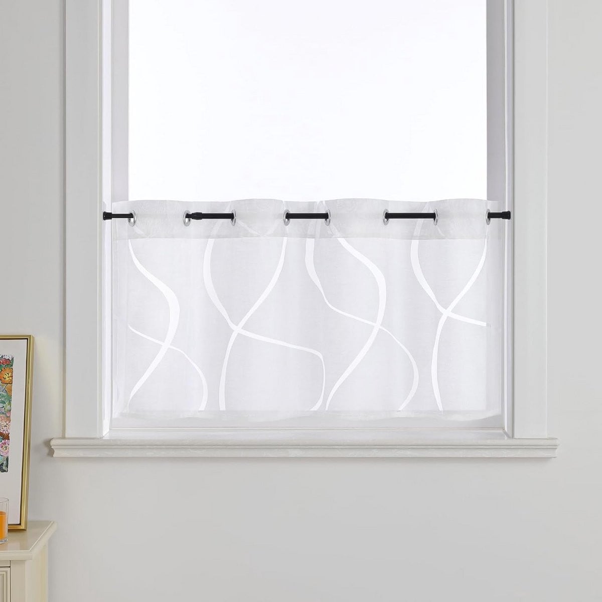 Wit Vitrage Keukengordijn - Bistrogordijn Kort - Transparant Polyester - 60 x 90 cm