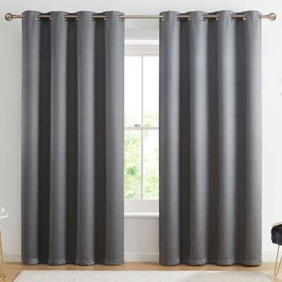 Belle Maison(R)/Window Woodbury Wide Grommet Curtain Pair, 104 x 63, Silver