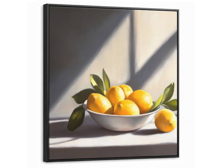 LEINWAND Bilder mit Rahmen - Zitronen - Stilleben - Gelb - 90x90