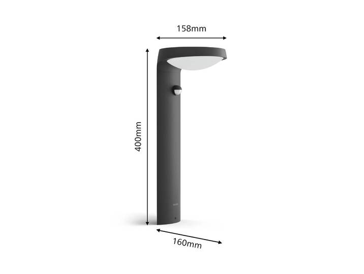Philips Tyla LED-Sockelleuchte, Bewegungssensor, schwarz, Aluminium, Modern