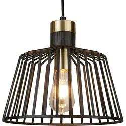 Retro Decken Hänge Leuchte Wohn Zimmer Käfig Design Pendel Lampe schwarz gold