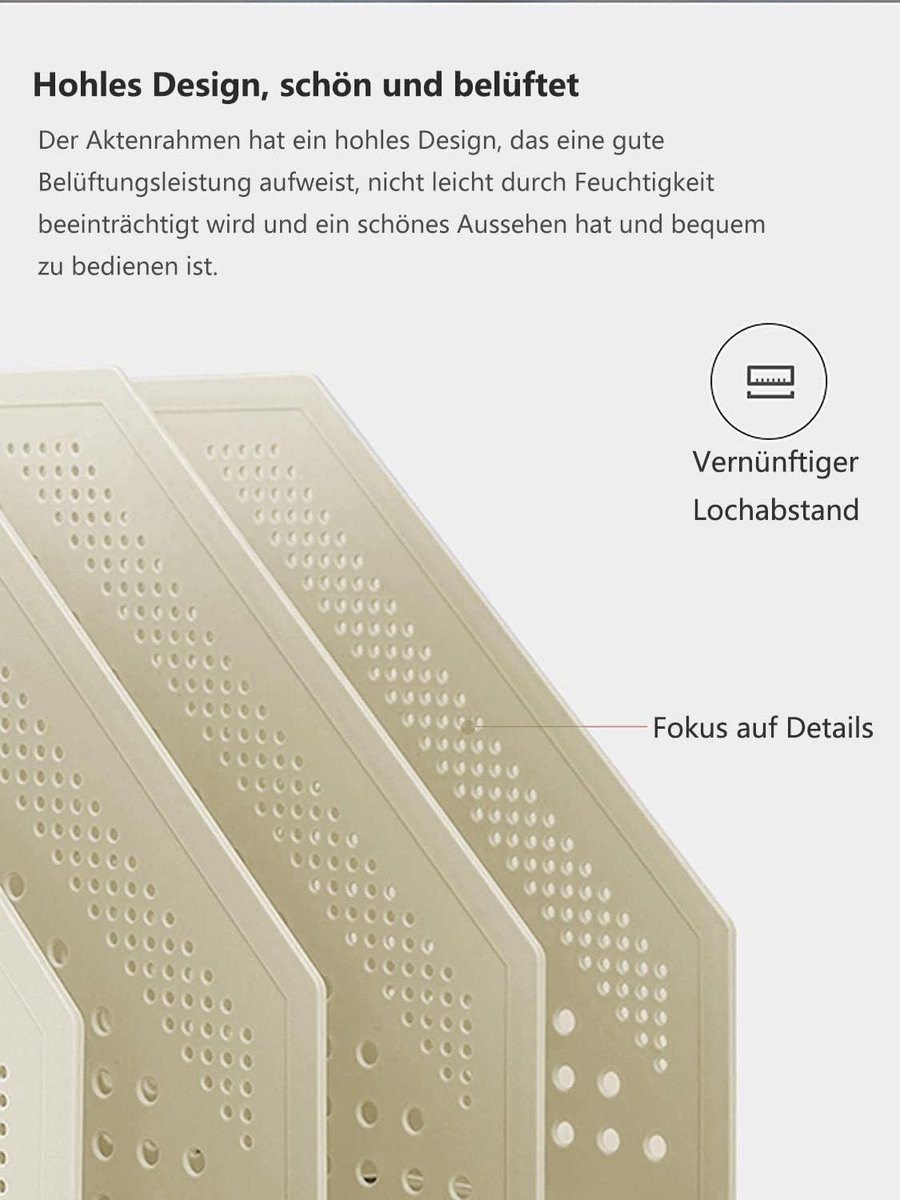 Opvouwbare tijdschriftenhouder met 4 vakken voor A4-documenten - Beige