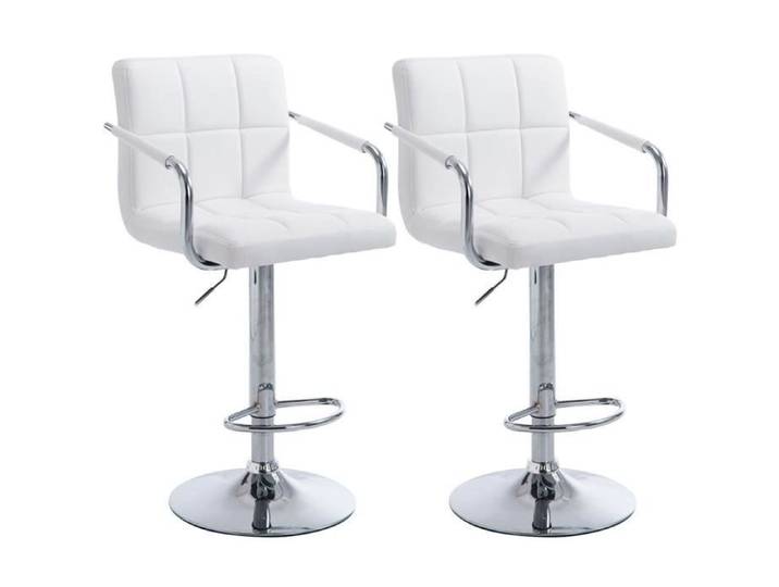 Lot de 2 Tabourets de Bar Lucy V2 en Similicuir Blanc -Chrome