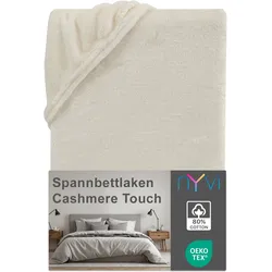 NYVI Spannbettlaken DreamScience Cashmere Touch Spannbetttuch - Kuschelweiches & Wärmendes Bettlaken für Matratzenhöhe bis zu 22 cm Farbe:natur;Größe:90x200 - 100x200 cm