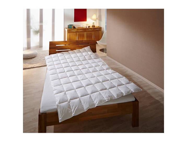 Couette à cassettes 135 x 200 cm Couette toute-saison Blanc 70 % plumes, 30 % duvet Housse de coussin : 100 % coton Rembourrage : 70 % plumes,