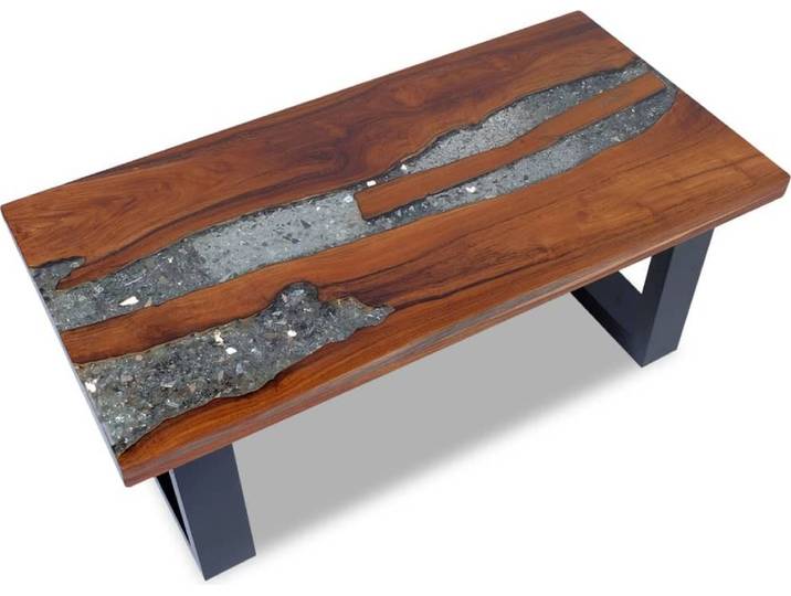 Table basse en résine de teck 100x50 cm