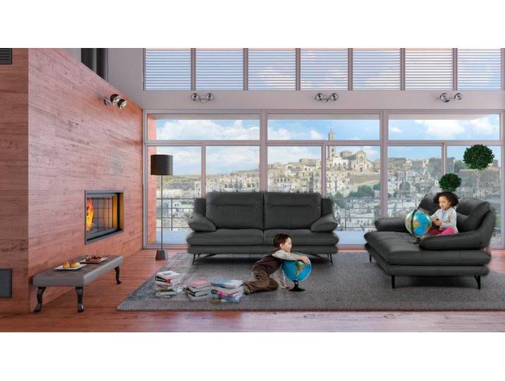 2-Sitzer CALIA ITALIA Cezanne, italienisches Design trifft erstklassigen Sitzkomfort, Leder , schwarz (100 nero), B:180cm H:90cm T:109cm, Sofas, 2-Sitzer, Edles Designsofa in besonders langlebigen & pflegeleichten Lederarten