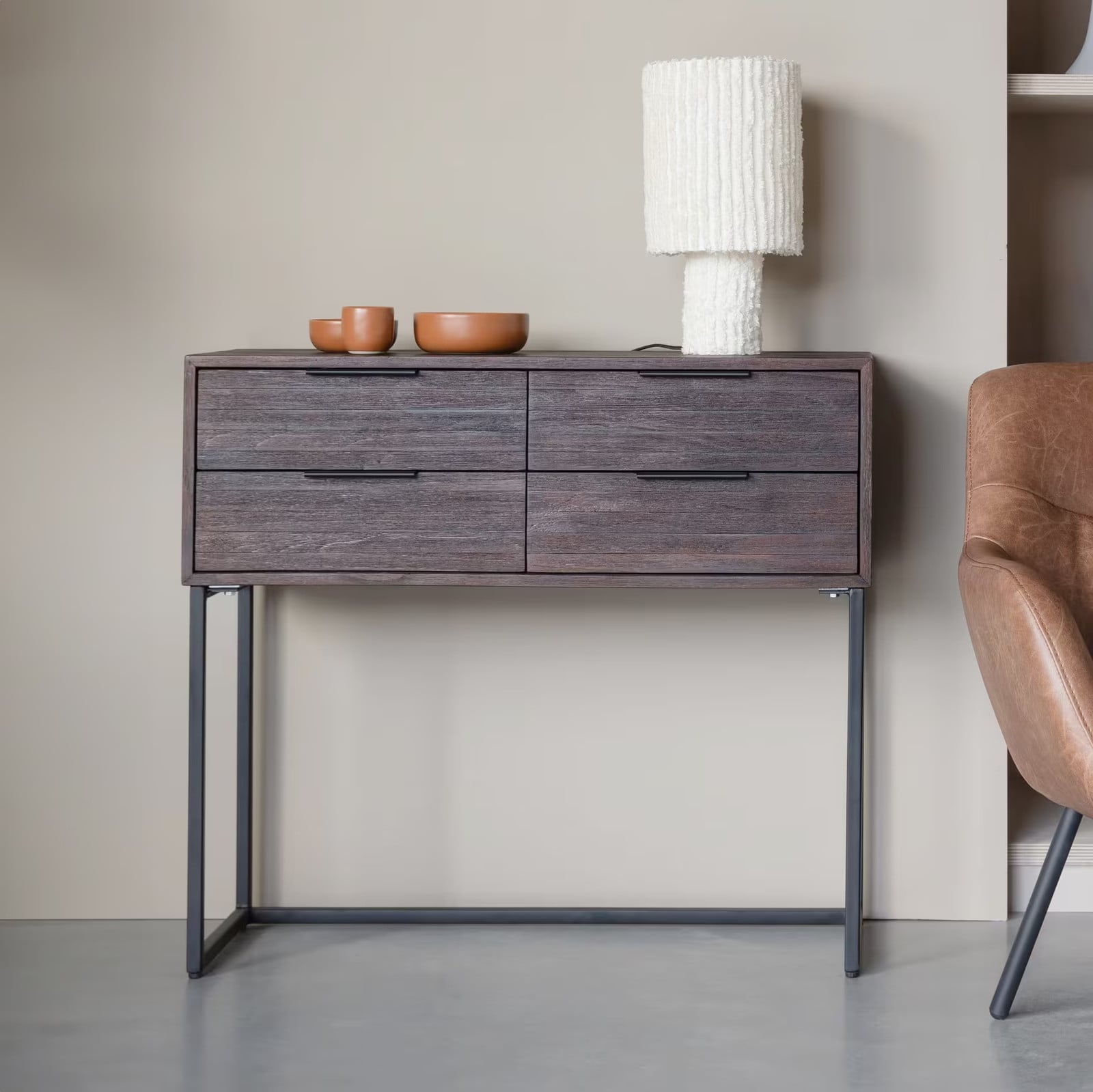 ZILT Dressoir Sidetable Yasmijn Teakhout Bruin Breedte: 90 cm