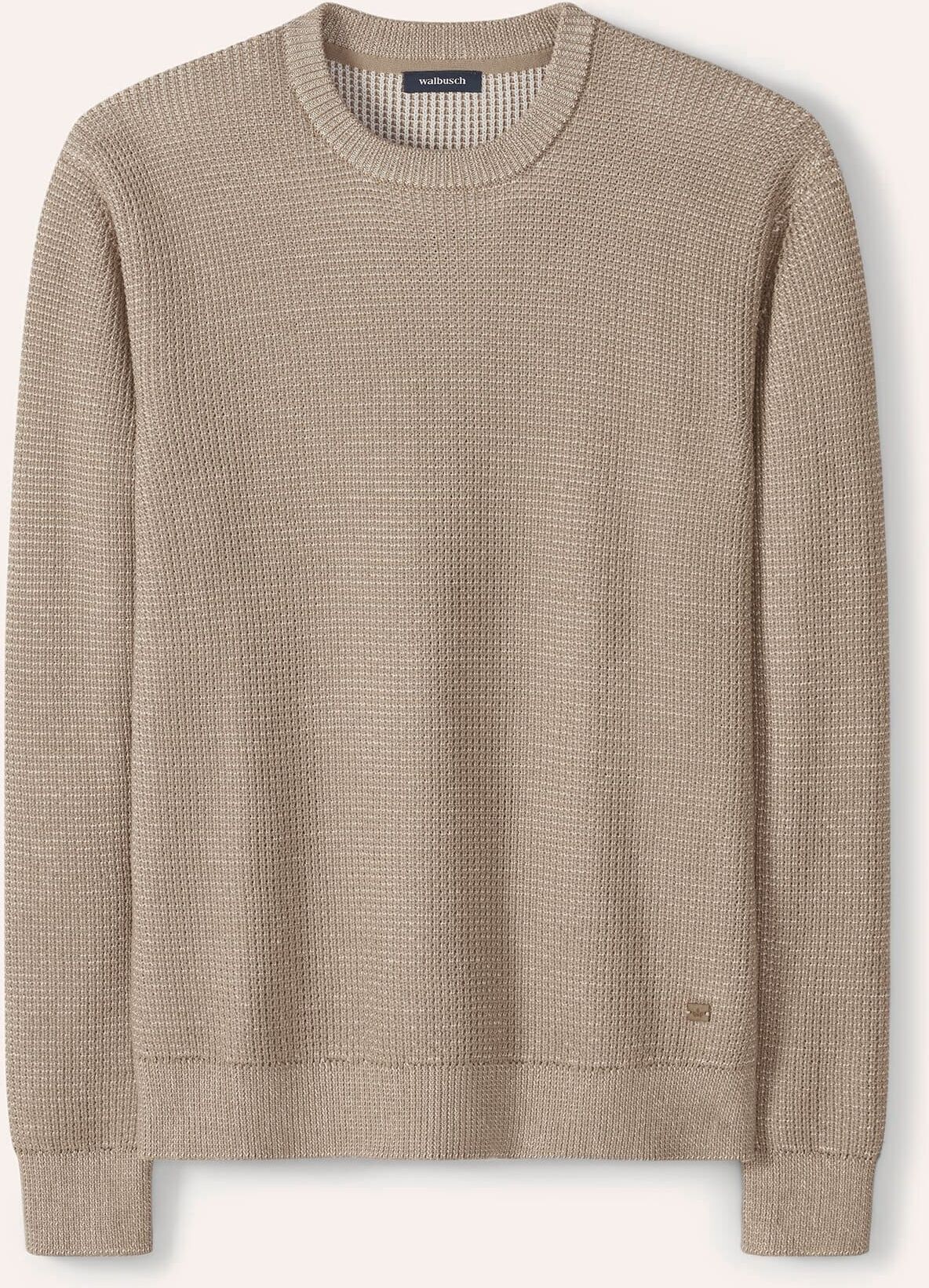 Walbusch Strukturpullover Bicolor, normale Größen, Farbe Beige, 48, reine Baumwolle effektvoll gestrickt Herren