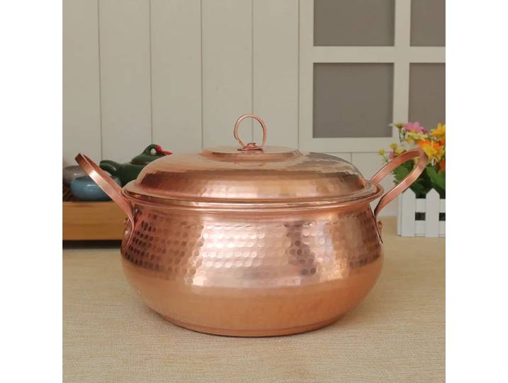Casserole pure faite à la main avec optique, Leurs oût de cuisine en cuivre violet avec couvercle, nouilles instantanées, marmite chaude, marmite à soupe de grande capacité