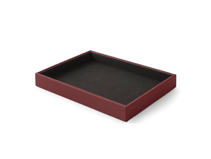 Eglooh - Atena - Deko Tablett Rechteckig Echtes Leder Bordeaux Rot - Tray, Dekotablett, Serviertablett Ideal für Konferenzräume - cm 32 x 24,2 x H.4 - Made in Italy