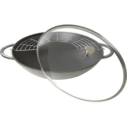 Staub Wok 37 cm graphitfarbig mit Deckel