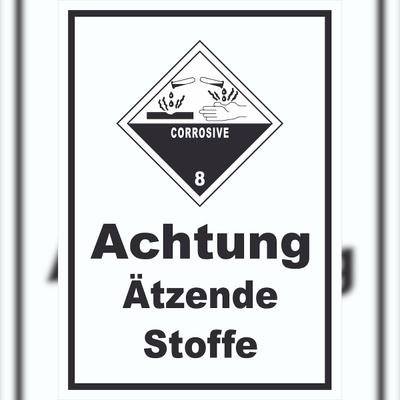 HB-Druck Schild Ätzende Stoffe Corrosive hochkant A5 Rückseite selbstklebend