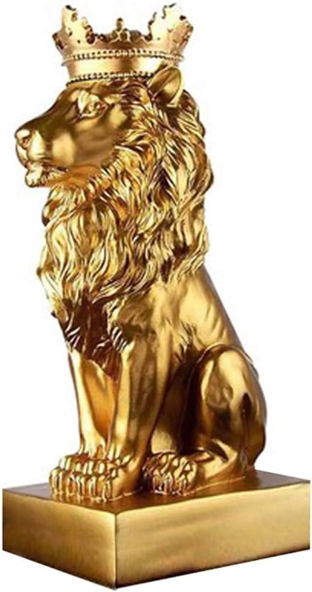Gouden Leeuw Beeld - Modern Dierenbeeld van Hars - Goud