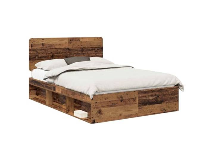PUGYNBK Bettgestell mit Kopfteil, 150 x 200 cm Massives Kiefernholz, feste Lamellen, robuste Halterung, einfache Reinigung