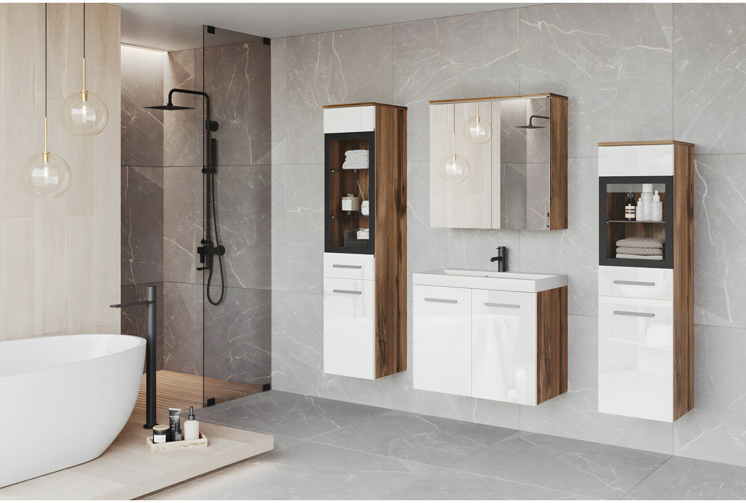 Latitude Run Bathroom Suite White/Walnut