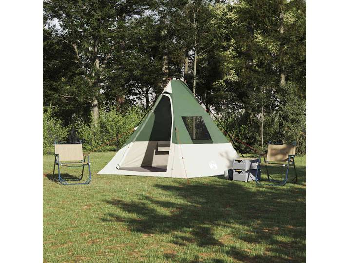 vidaXL Tipi Zelt 6 Personen Wasserdicht Grün Taft