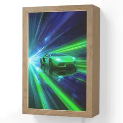 WANDLEUCHTE Geschwindigkeit - Leicht - Sportwagen - Grün 20x30 cm Wandlampe