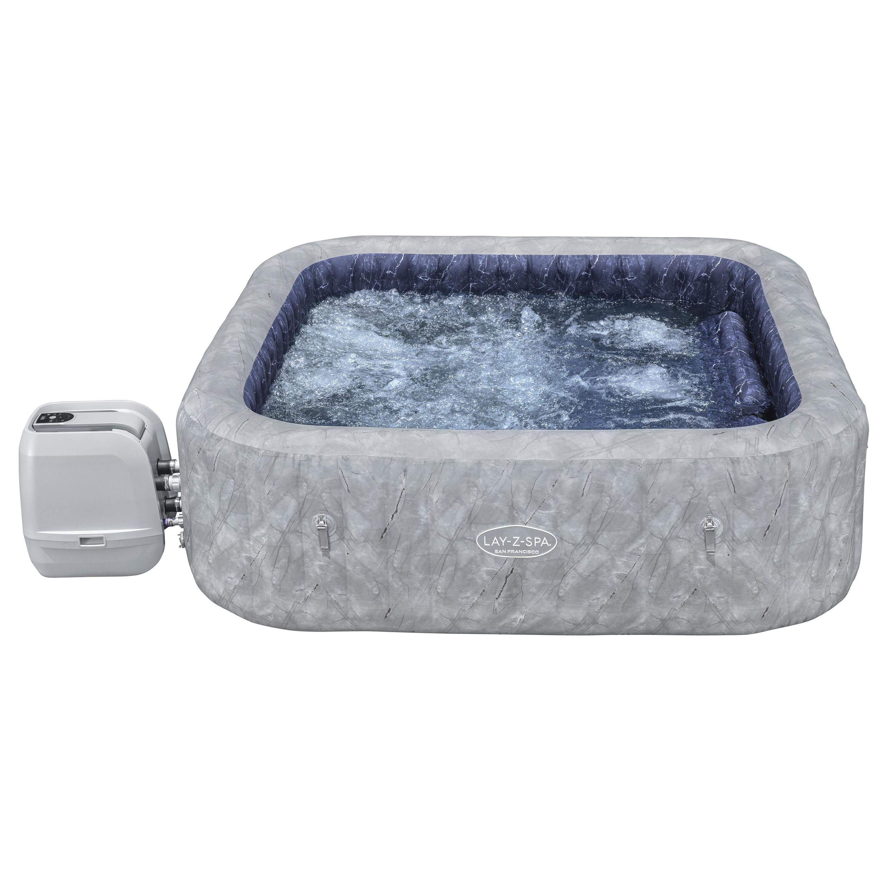 Bestway LAY-Z-SPA Energiespar-Whirlpool San Francisco HydroJet Pro mit App-Steuerung, für 7 Personen 230 x 230 x 71 cm, Marmor-Optik (Samtgrau)