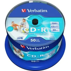 Verbatim CD-Rohlinge AZO Spindel Bedruckbar 700 MB 50 Stück