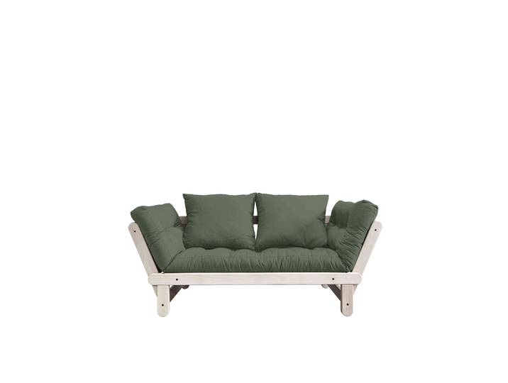 Banquette ajustable BEAT en pin massif naturel matelas kaki inclus 75x200