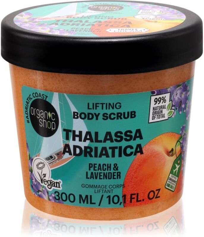 Organic Shop Body Scrub Thalassa Adriatica body scrub with lifting effect fragrance Peach & Lavender 300 ml
