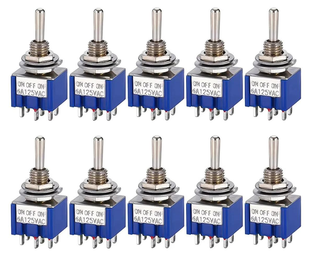 Dripio 10x MTS-203 SPDT wisselcontactschakelaar aan/uit/aan AC125V 6A