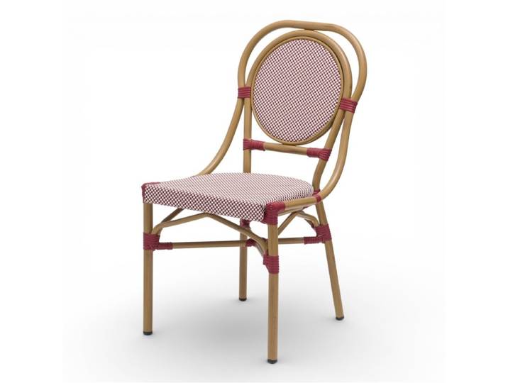 Chaise de terrasse MONTAIGNE - Textilène Bordeaux et Blanc