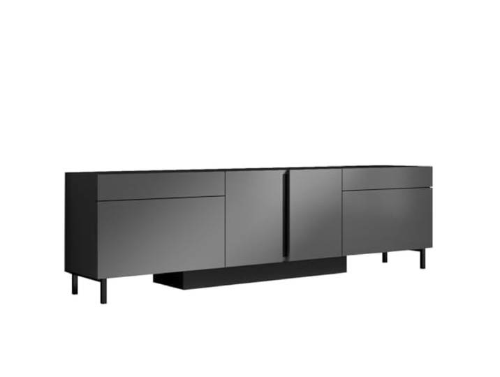 Hanah Home Moderner anthrazitfarbener TV-Ständer mit LED-Beleuchtung, 180 cm 100% melaminbeschichtete Spanplatte, Metallbeine Stilvolles und funktionales Design